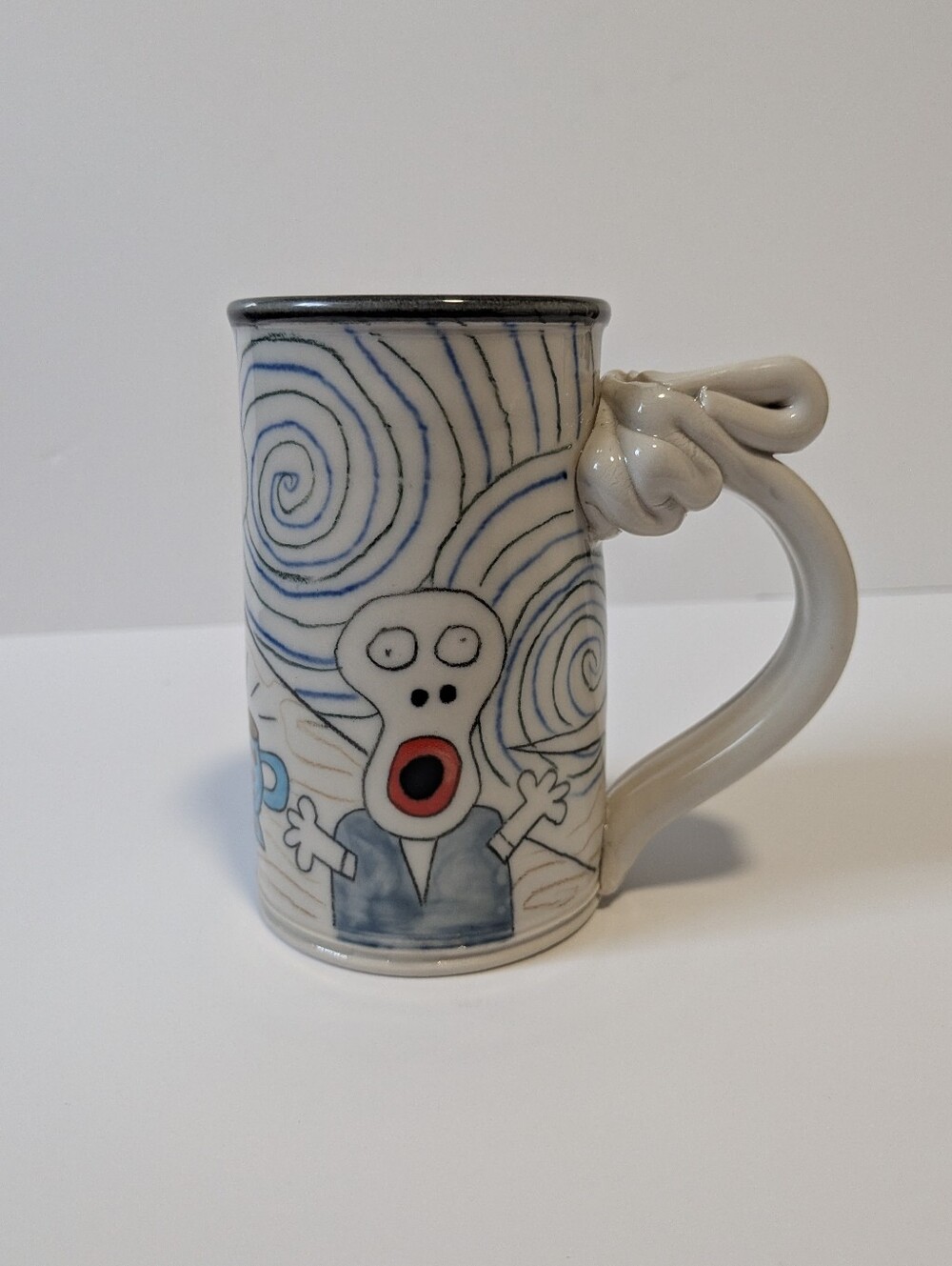 Tom Edwards "Wallyware" handmade ceramic mugs It's Decaf nated Artist: The mugs